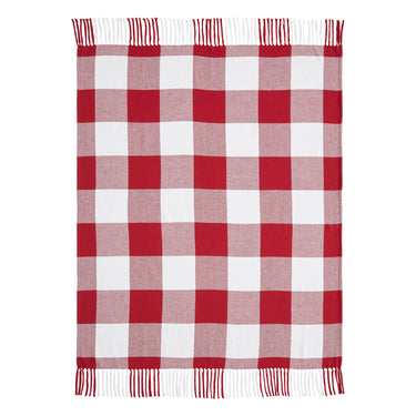 Annie Red Check Woven Throw 50